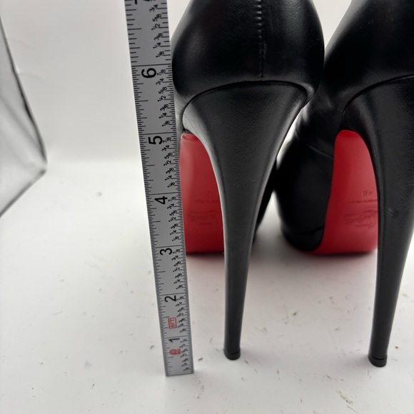 Christian Louboutin Black Leather 5.5 inch Heels - Picture 9 of 9